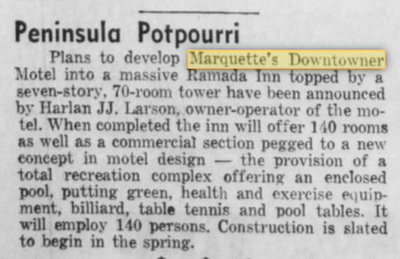 Downtowner Motel - 1971 Article Regarding Ramada Being Built